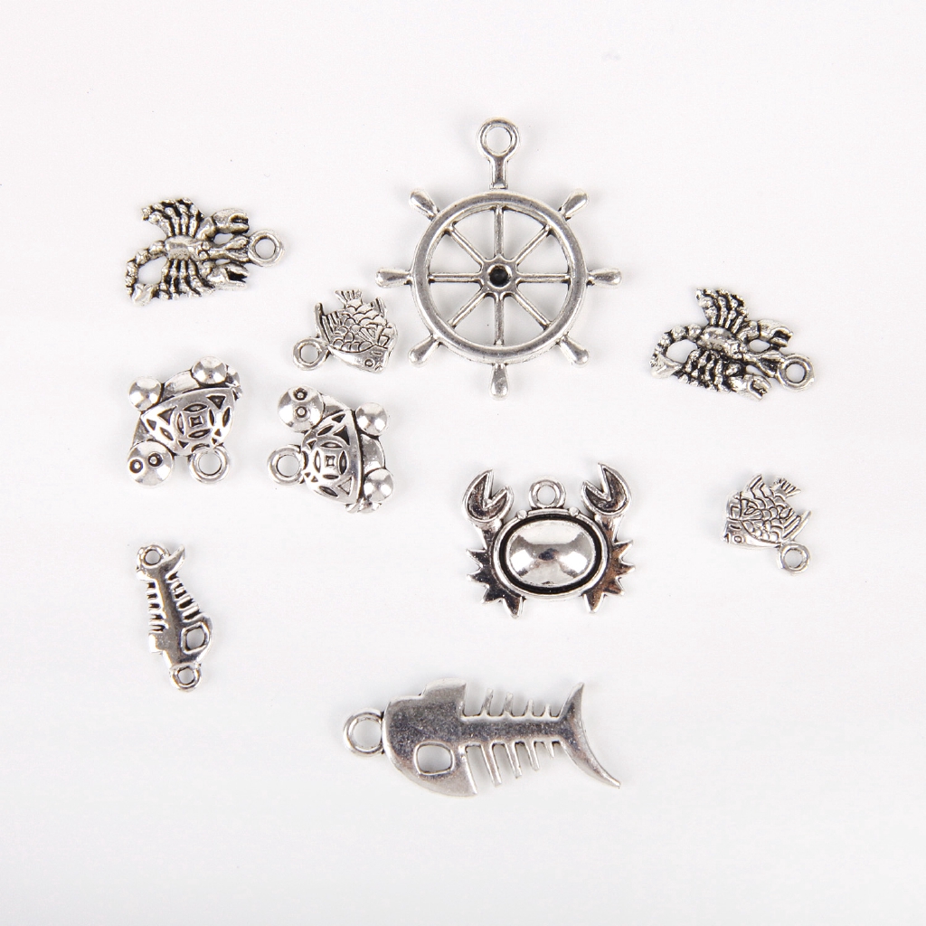 [50Pcs Mixed Styles][Tibetan Silver Metal Charms Pendants][Suitable for Necklace,Bracelets,Earrings,Jewelry DIY Making]