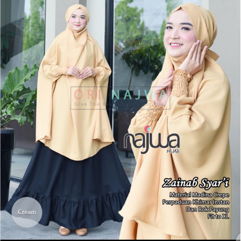 Zainab Syari Ori by Orinajwa- Niqab set gamis niqab instan lengan