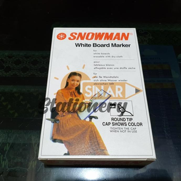 

:=:=:=:=] Spidol white board marker snowman bg12 1pak isi 12pcs - Hitam