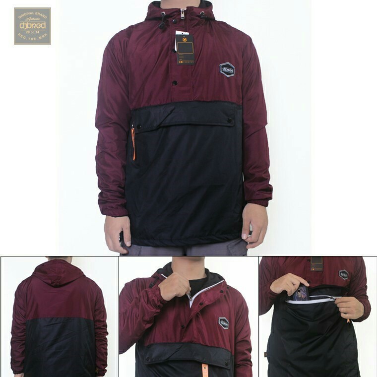 DISTRO BANDUNG Jaket cagoule djbred maroon - black premium 01