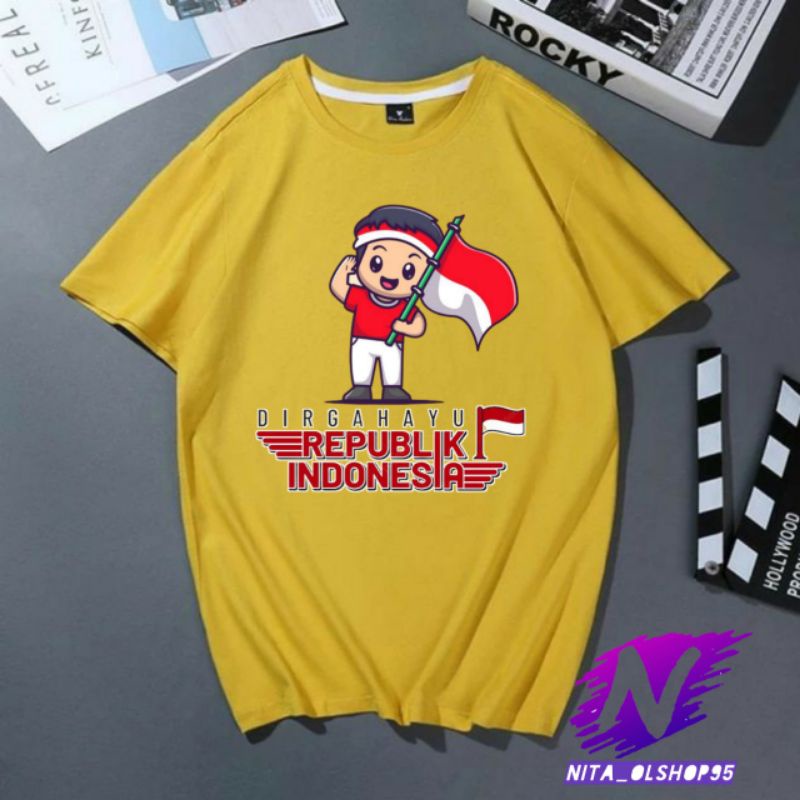 kaos anak dirgahayu Indonesia baju anak 17san animasi 17 agustusan