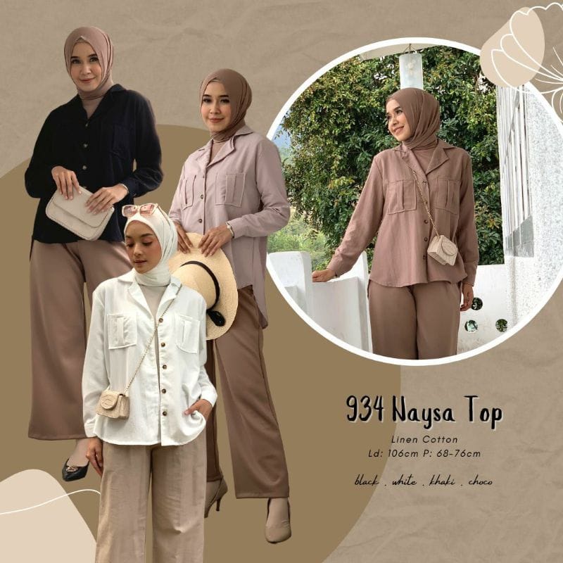 NAYSA TOP / ATASAN WANITA / KEMEJA LINEN / ATASAN KERJA