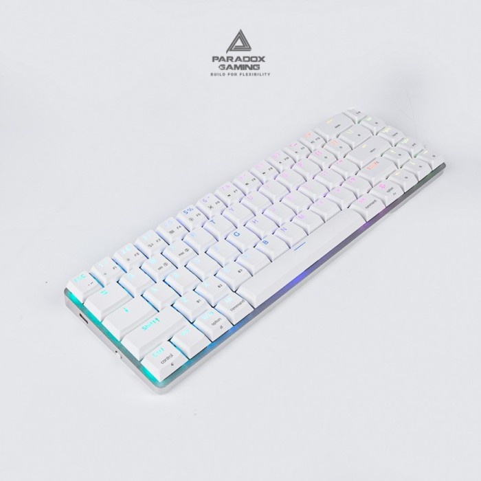 Paradox Gaming Keyboard ZX68-ABS White Case ABS+Aluminum Low Profile - BLUE