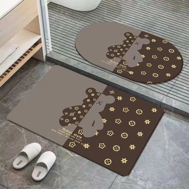 ETFELICEL Velvet Mat SET / Keset Lantai Kaki Bludru Anti Selip Pintu Kamar Mandi