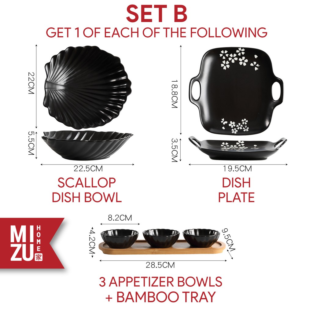 MIZU YOZAKURA Sakura Ceramic Tableware Dinnerware Set Piring Makan Mangkok Sumpit Sendok Cangkir-6