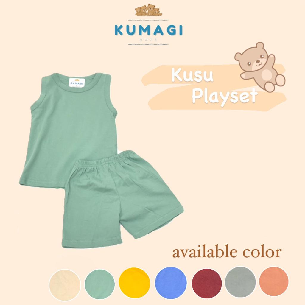 Kumagi -Kusu Setelan Baju Anak Polos Unisex Lengan Buntung 0-6tahun / Playset / Basic Tee - Setelan Unisex / Setelan anak-anak murah termurah