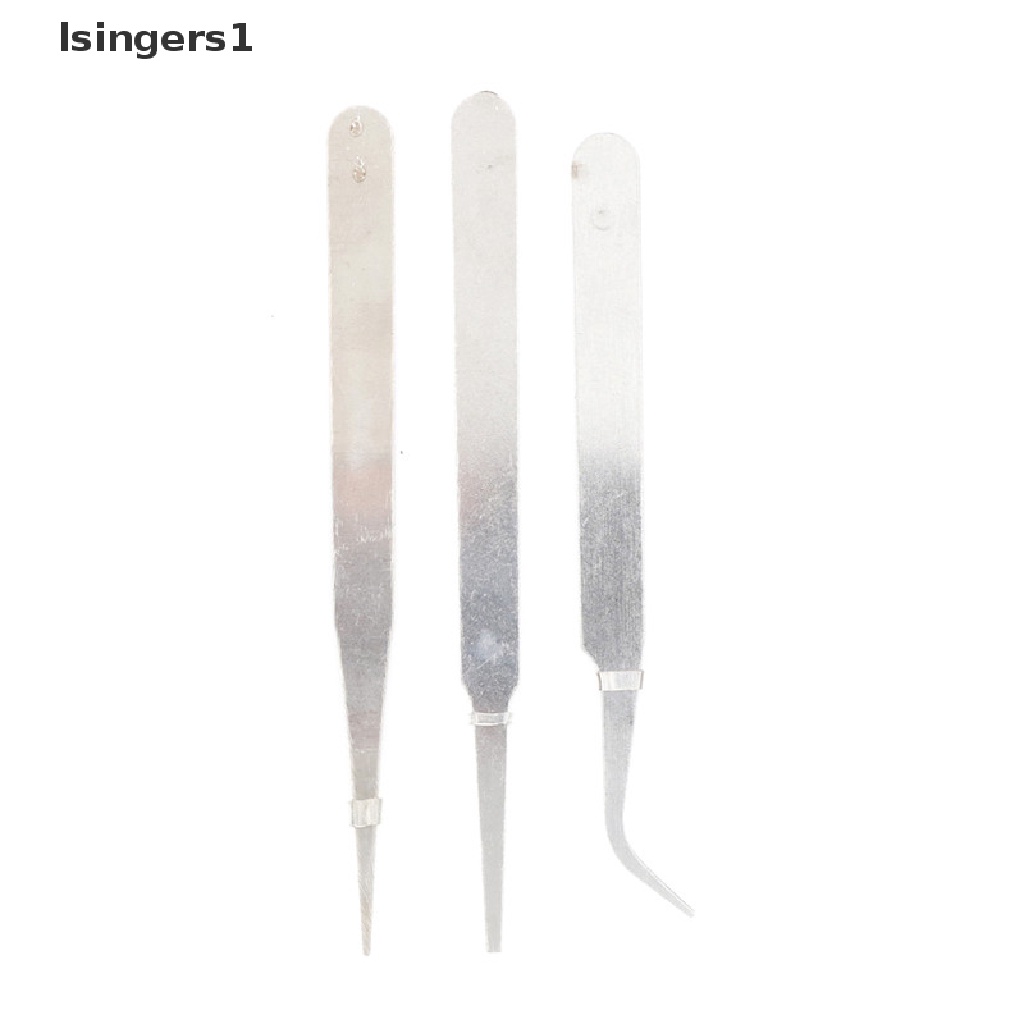 (lsingers1) 3pcs / set Pinset Presisi Bahan Stainless Steel Untuk Reparasi Elektronik DIY