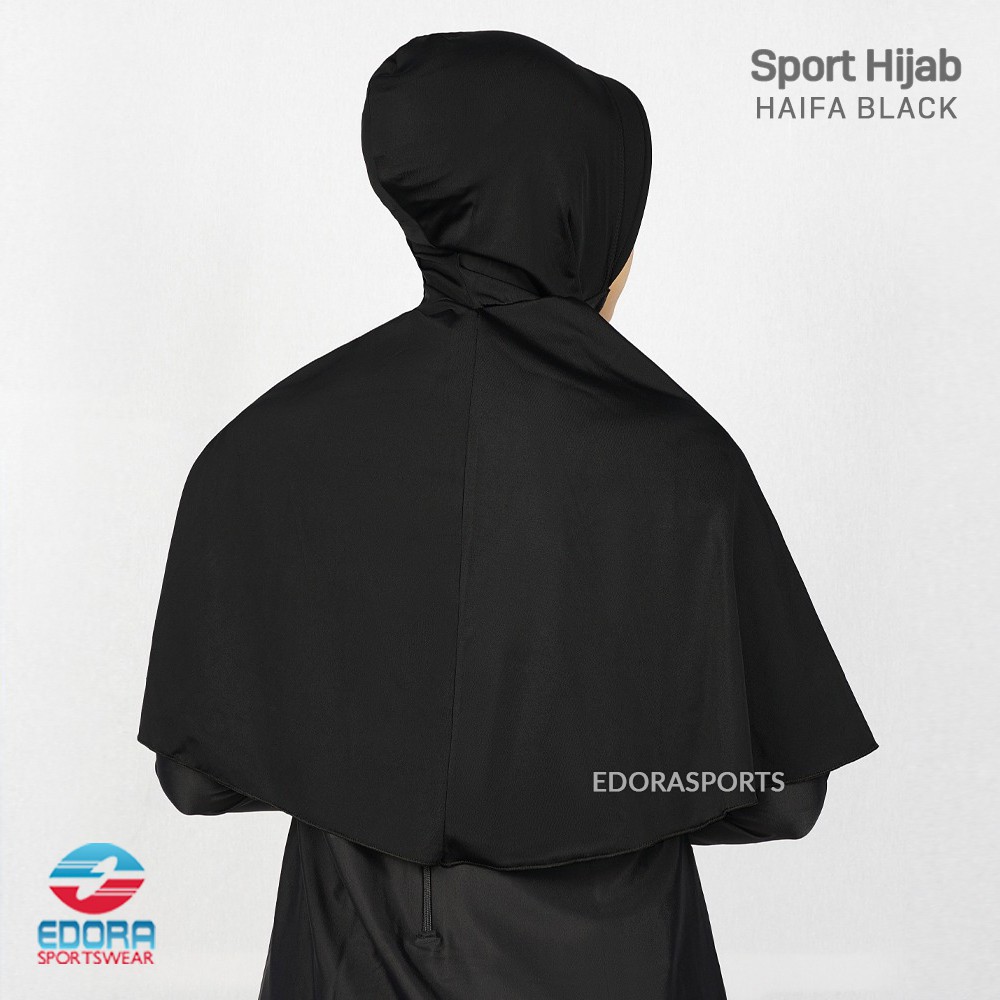 EDORA Sport Hijab Haifa Black Hijab Renang Hijab Senam Hijab Sporty ORIGINAL