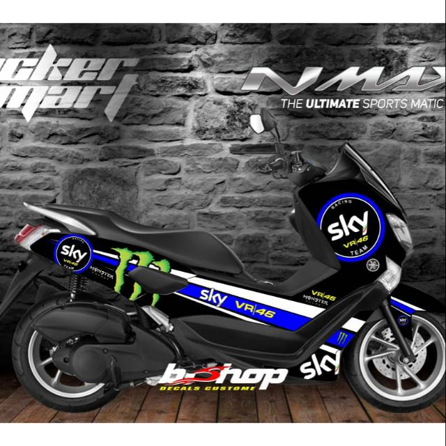 Decal Nmax Sky stiker full nutup body biru 169