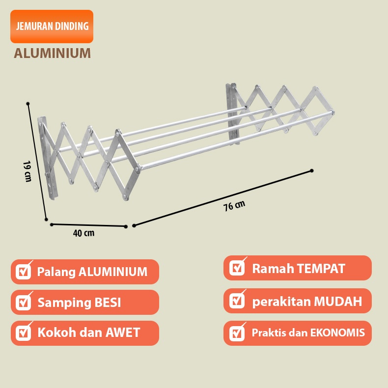 Jemuran Gantung Stainless Lipat 4 Palang JG4