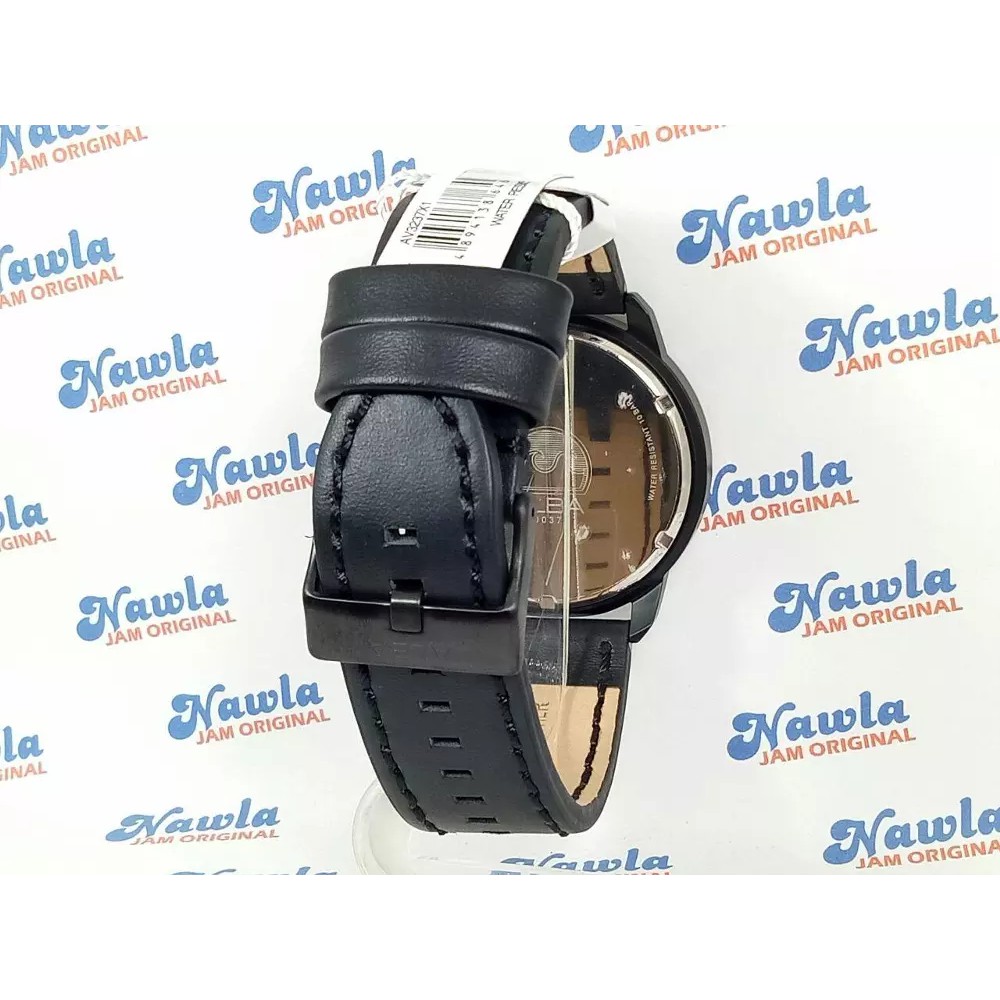 Alba Quartz AV3237X1 Black Leather - Jam Tangan Pria AV3237