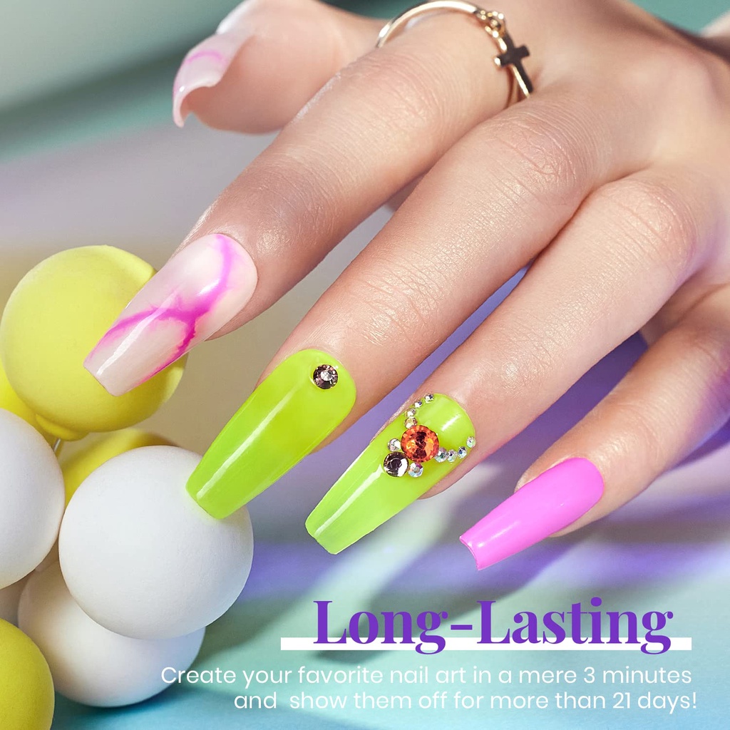 Set Lampu Kuku UV 6W dan 6 warna Kuku Gel, paket nail art set   Atasan dan Tidak Mengilap dengan Lapisan Dasar