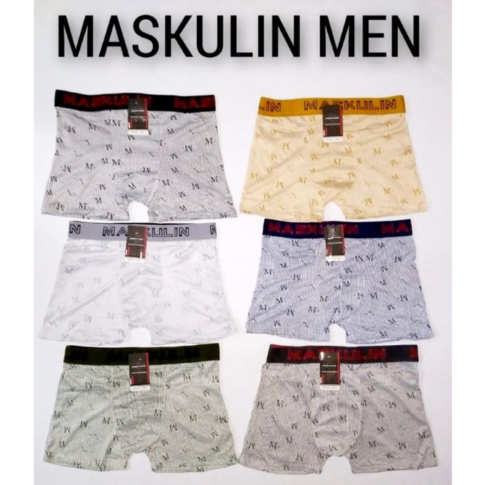 CELANA DALAM PRIA BOXER MOTIF MASKULIN MEN ALLSIZE FIT XL-XXL