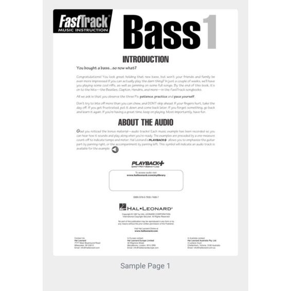 Buku Gitar Bass Fast Track Bass Method book 1 atau book 2 by Blake Neely terbitan Hal Leonard