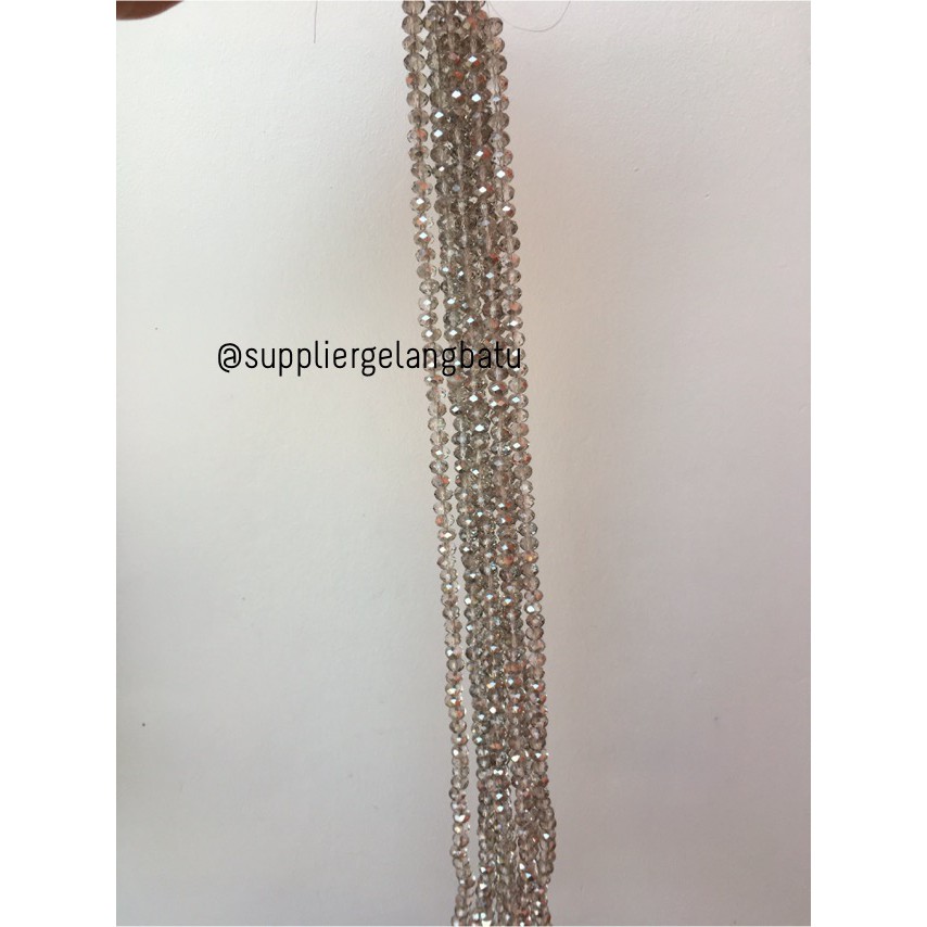 Kristal Ceko Doff 8mm BLACK TRANSPARENT hitam transparan gelang kalung aksesoris grosir supplier