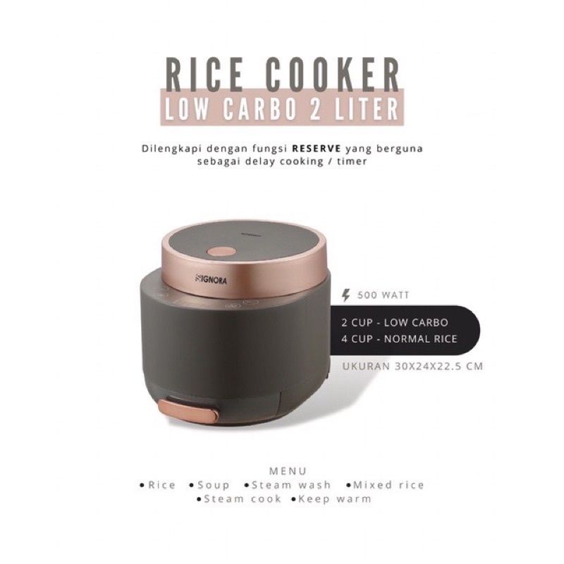 Signora - Rice Cooker  Low Carbo 2 Liter