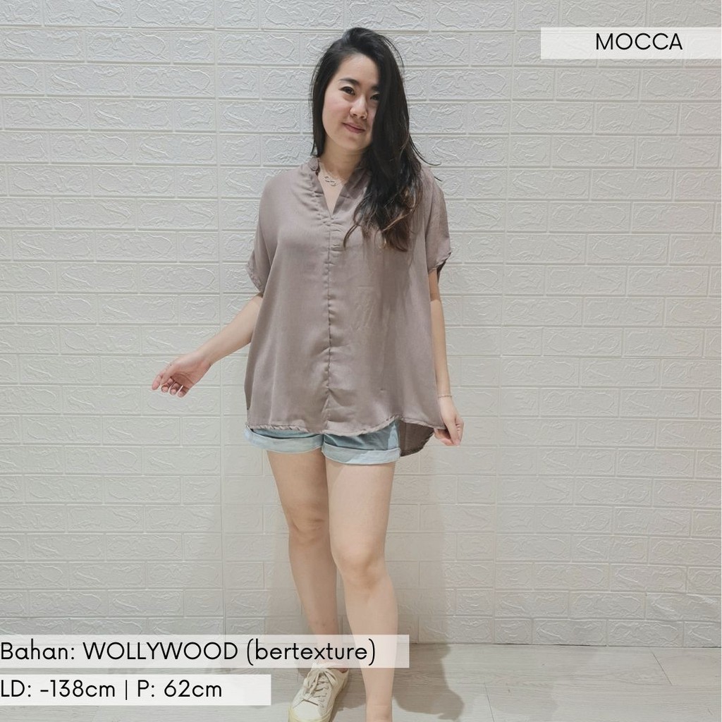 2904 CARITA OVERSIZE TOP BLOUSE BIGSIZE JUMBO FELICIA BLOUSE-MOCCA wollywood