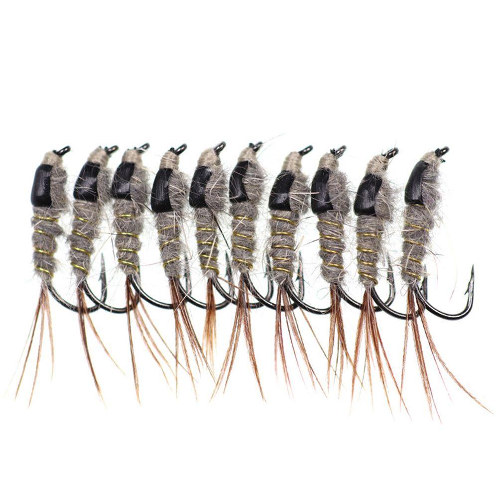 Preva 5pcs Pengait Lalat Nymphs Rabbit Hair Barbed Hook Isi12# Umpan Pancing