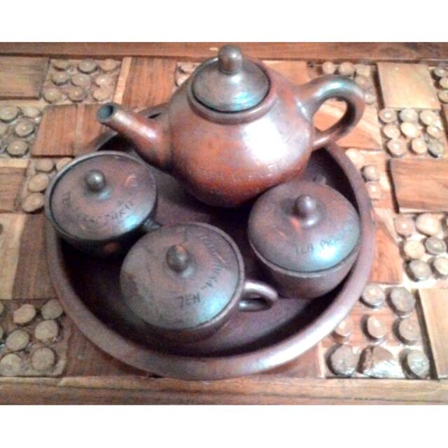 poci teh poci / teko tanah liat / teko teh / tea set