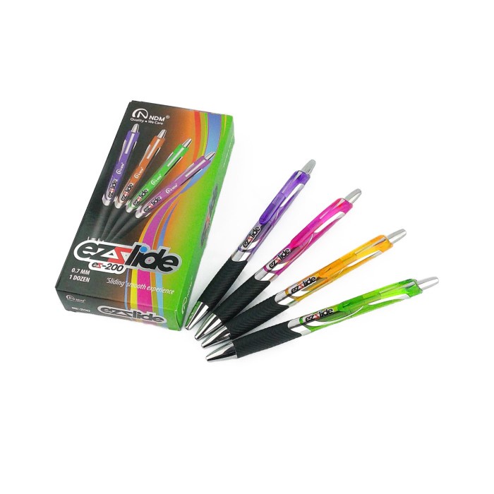 

Hemat Ballpoint Pulpen Ndm Ezslide Es-200 Semi Gel Pen Transparan Body 12Pcs Limited