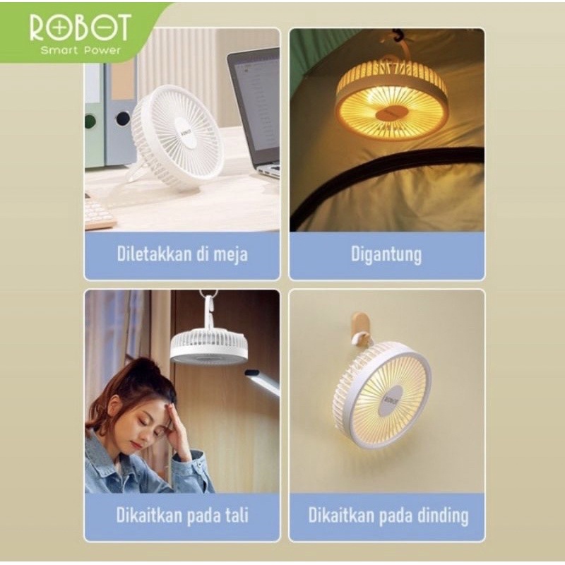 ROBOT Mini Desktop Fan RT-BF20 Kipas Meja Multifungsi Lampu Mini Portable Original Garansi 1 Tahun