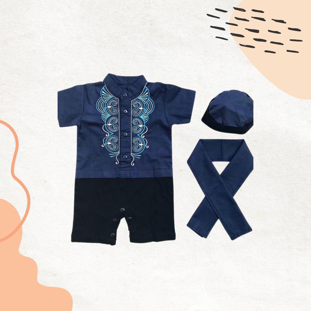 Koko Romper Anak + Slendang + Topi untuk umur 0-1tahun