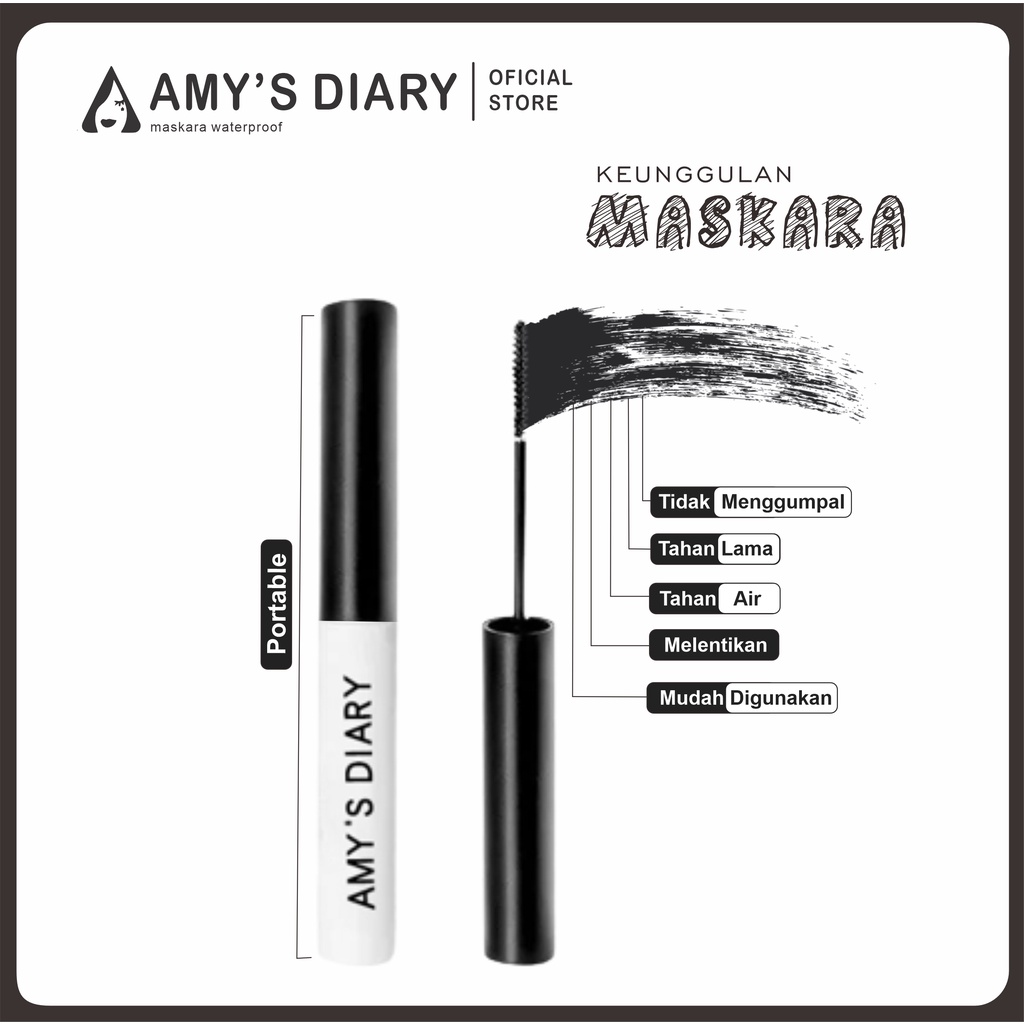 maskara Amy's Diary hitam 3D maskara waterproof pelentik bulu mata anti air Terbaik