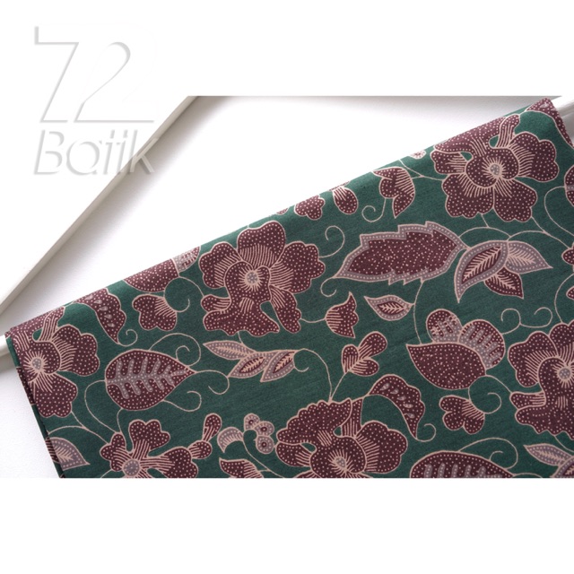 KAIN BATIK PREMIUM Bahan Katun Motif Kembang Warna Hijau Ijo 721771 Cap 72 Jarik Jarit Samping Kebat Panjang Batik Katun Modern Premium Bahan Seragam Batik Pernikahan Kantor Keluarga Murah Kamen Jadi Batik Bali Lembaran