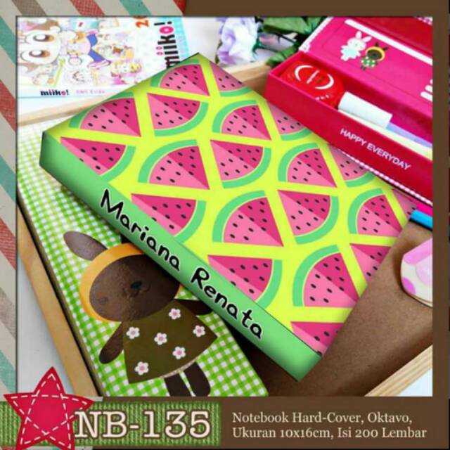 

Custom Notebook A6 motif buah Watermelon FREE TAMBAH NAMA
