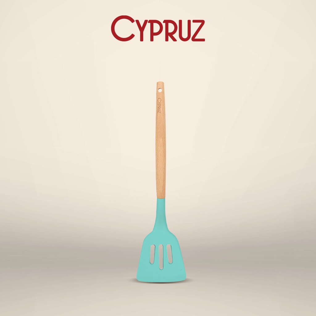 Cypruz Spatula Lubang / Slotted Turner Silicone Hijau AM-0931-HU