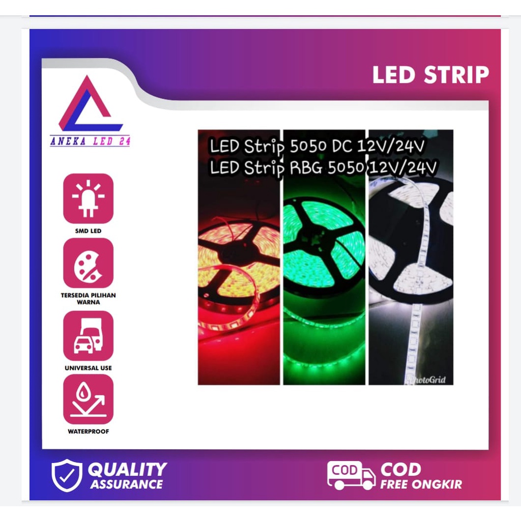 Led strip/led flexible 12 volt dan 24 volt anti air