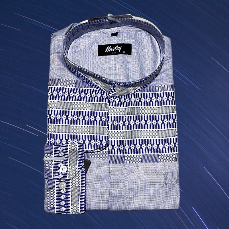 Baju Kemeja Koko Harley warna biru telur asin / sky blue tangan panjang