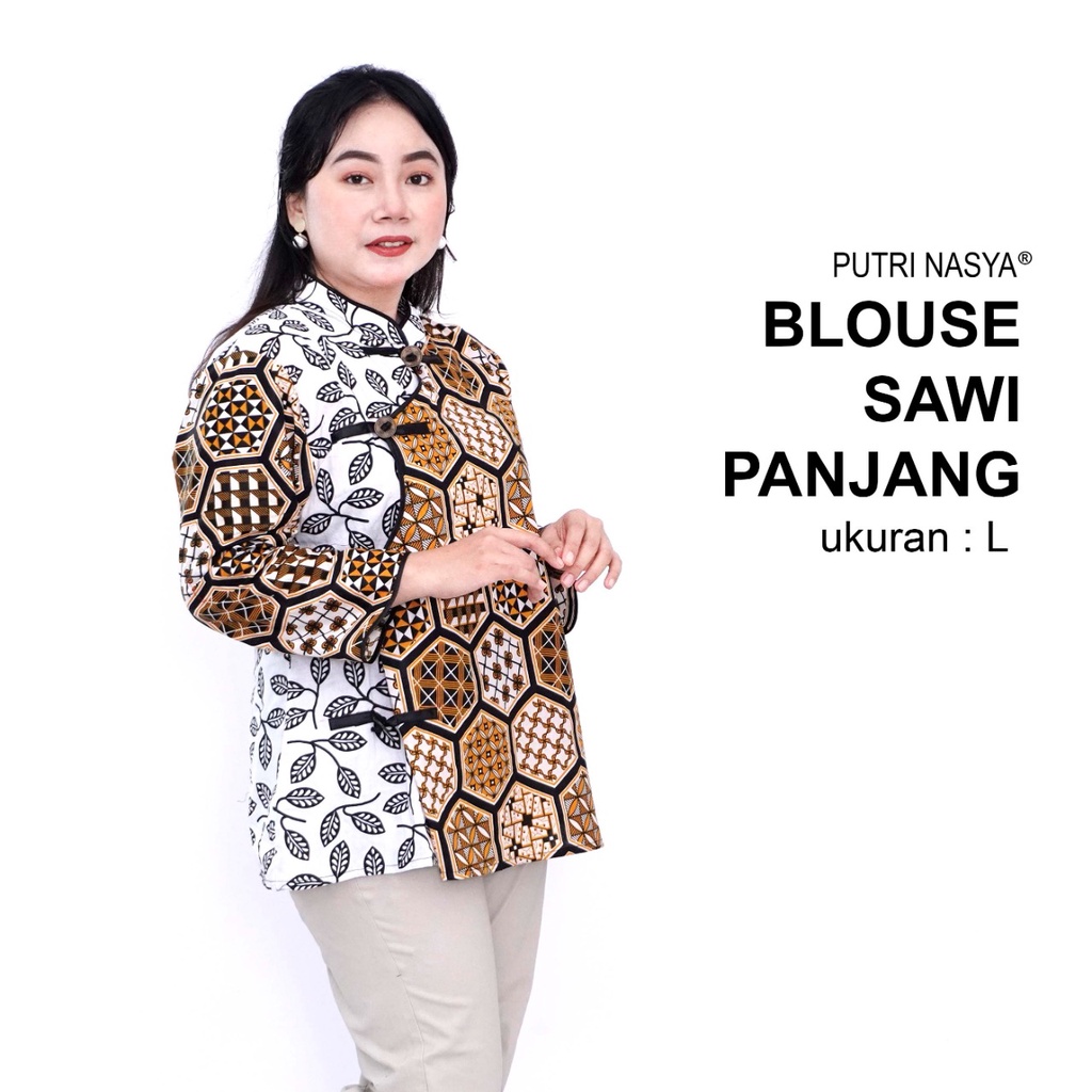 Atasan Batik Big Size Blouse Wanita Jumbo L-XL-2L-3L-4L-5L-6L-7L Blus Model Big Kantor Seragam Batik / Atasan Kerja Formal Big Size / Pakaian Batik LD 10 Seragam Kantor Model