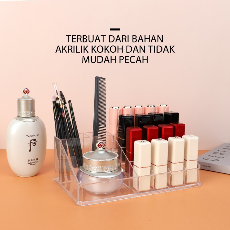 Rak Lipstik Organizer Akrilik Kotak Penyimpanan Lipstick Make Up Organizer Kosmetik