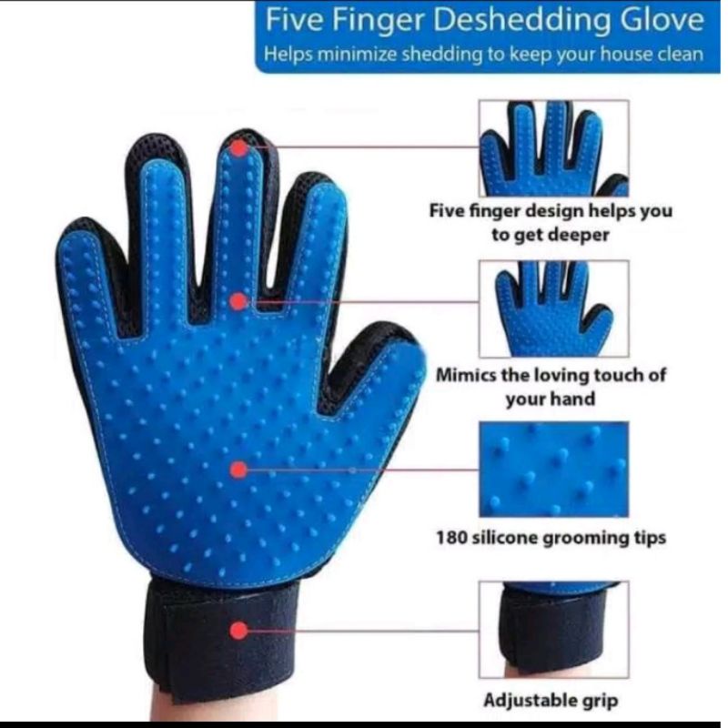 Sarung Tangan Grooming Silicone Pet Glove Perapi Pemijat Bulu Kucing