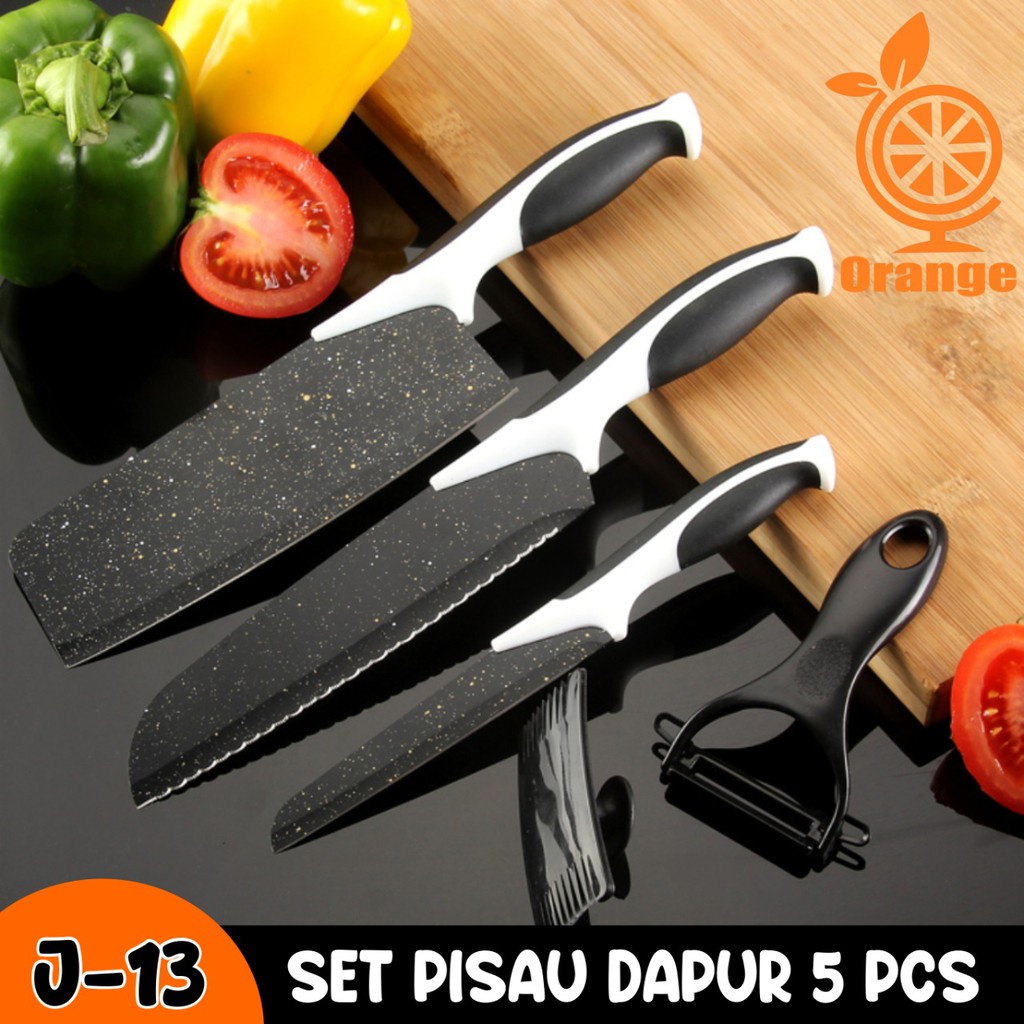 Pisau Dapur Isi 5Pcs Viral Pisau Set 5 Pcs Black J13 Pisau Set 5 In 1 Pisau Tajam Pisau Multifungsi Worldhome66