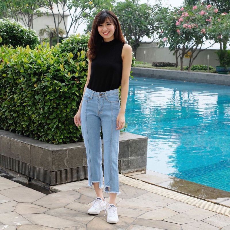 Jessica Boyfriend Jeans - jeans hi-low rawis