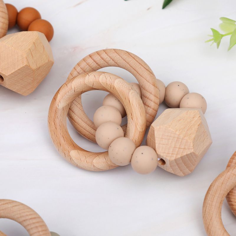 Mary Mainan Rattle Teether Bahan Kayu Beech Untuk Bayi