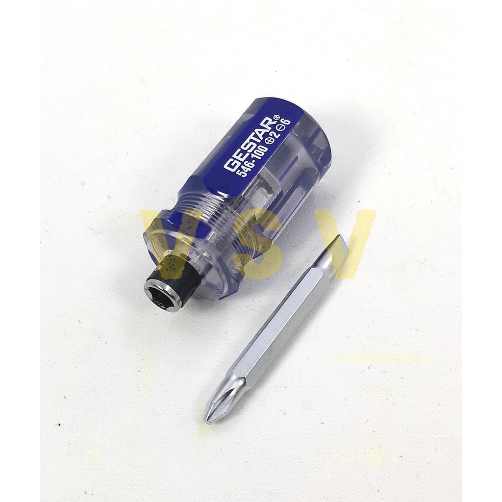 GESTAR Magnetic 2way screwdriver 36mm / obeng bolak balik / plus min