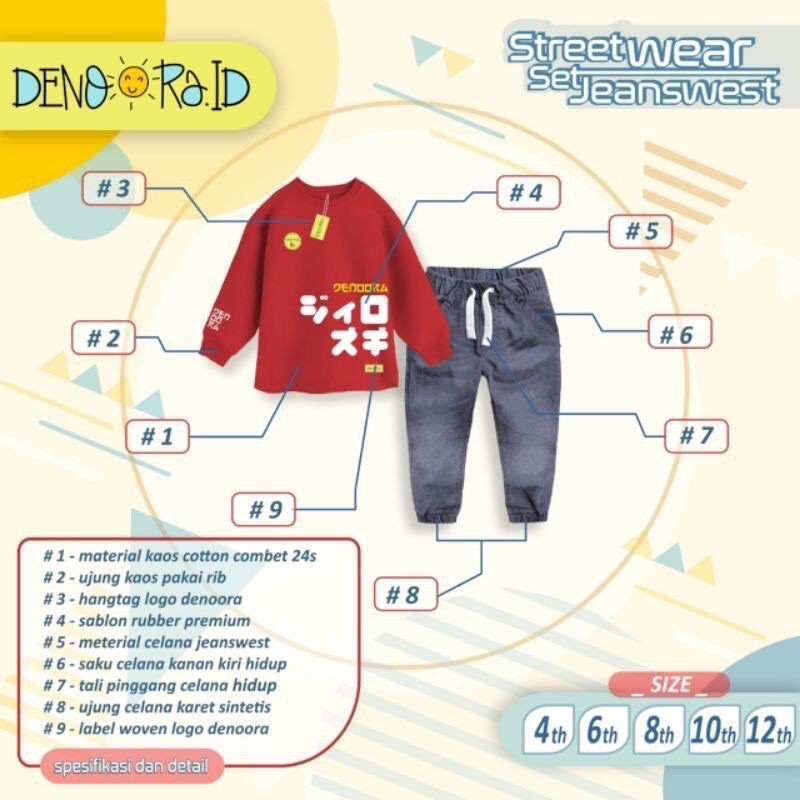 set jeanswest DENOORA usia 4-12th/ setelan joger anak denoora/ set denoora/ set jeans denoora