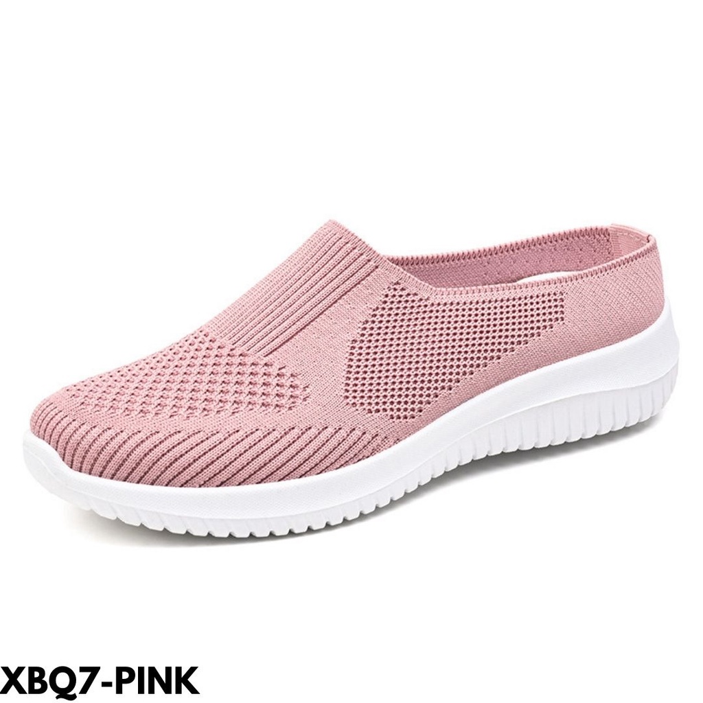 SEPATU SNEAKERS WANITA SLIP-ON JALAN MARKET KECE CASUAL FLYKNIT IMPORT BQ7