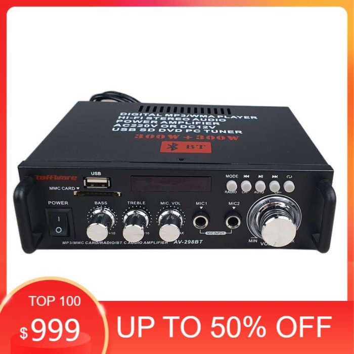 Audio Amplifier Ampli Karaoke Bluetooth Taffware 600W - AV-298BT