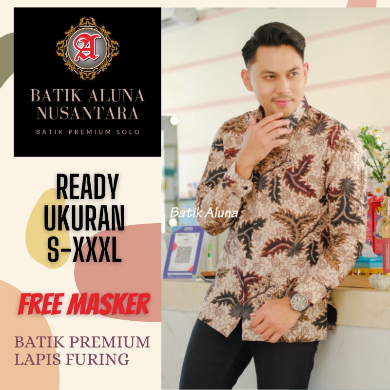 Baju Batik Pria Kemeja Lengan Panjang Lapis Furing Katun Halus Batik Solo Surakarta Batik Lakilaki C