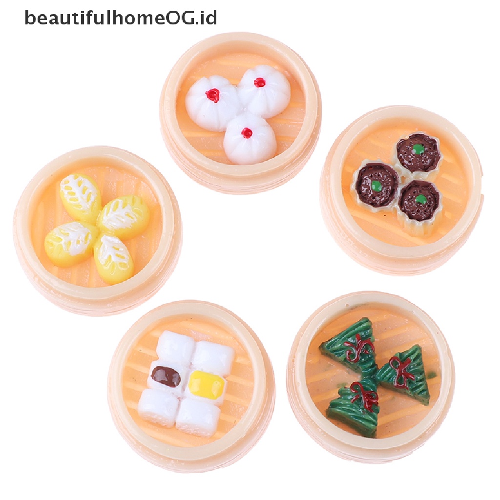 5pcs / set Miniatur Makanan Dim Sum China Aksesoris Dapur Rumah Boneka 1: 12