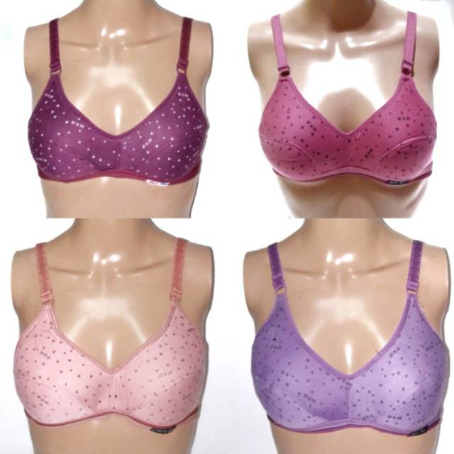 Sport Bra Remaja List Motif Tanpa Kawat Busa Tipis Size 34 36 38 40 42 Kait 2 / Bh Abg Cup Kecil