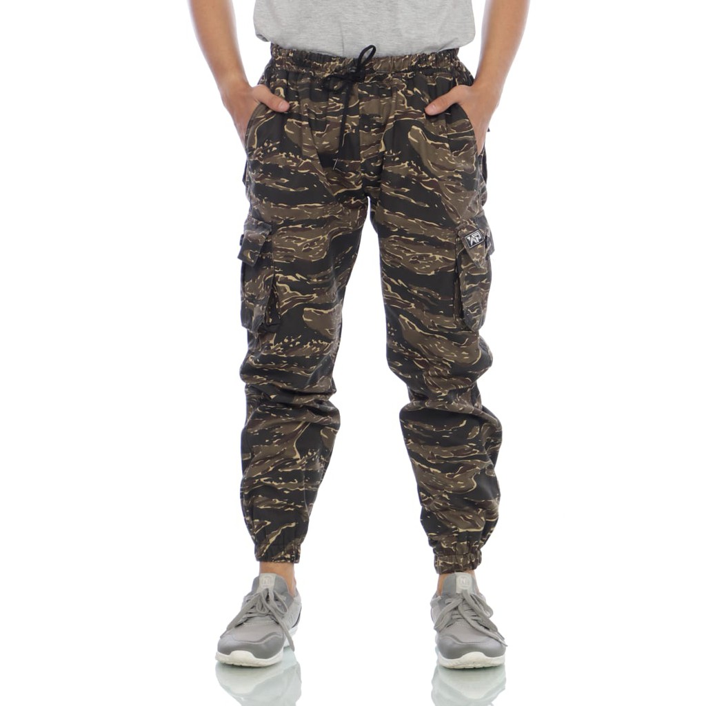Hymaxs Sandals - Celana Cargo  Camo Jogger Tiger Stripe Premium  -  Celana Panjang Murah