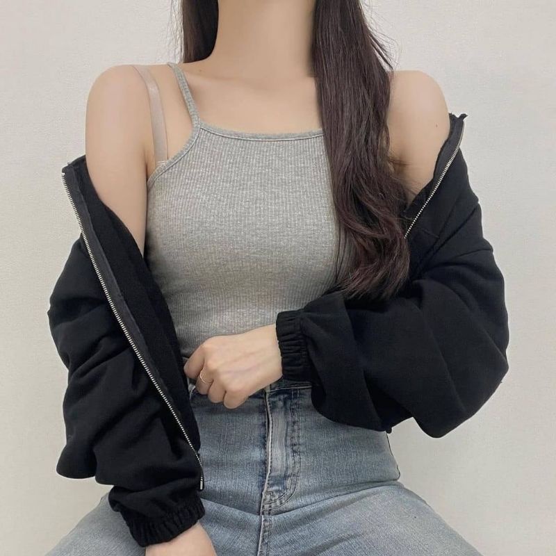 Sweater Crewneck Crop Outerwear Pakaian Wanita VADA COLAR JAKET Korean style Bahan flecee