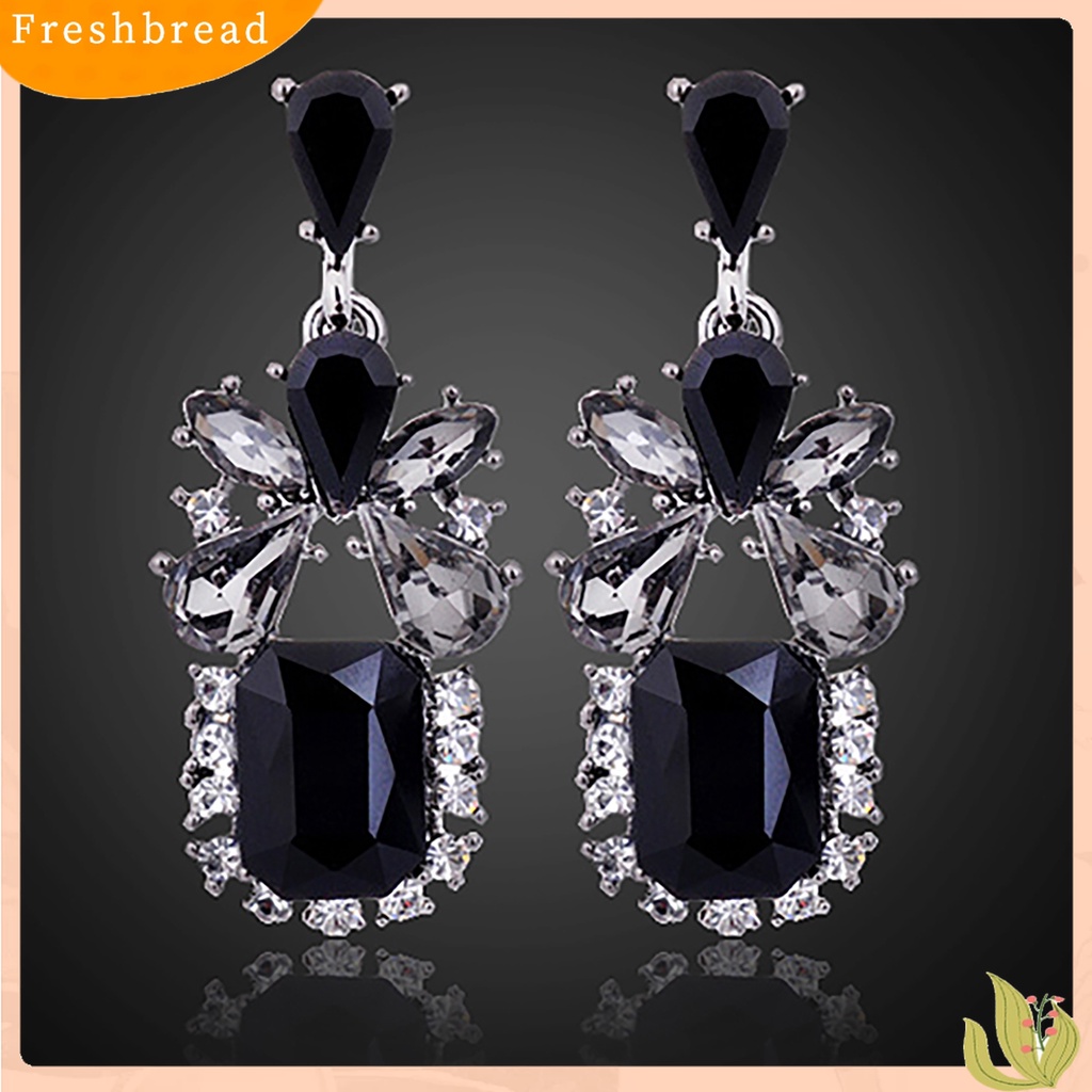 【Fresh】Women's Vintage Black Square Waterdrop Zircon Eardrop Dangle Earrings Jewelry