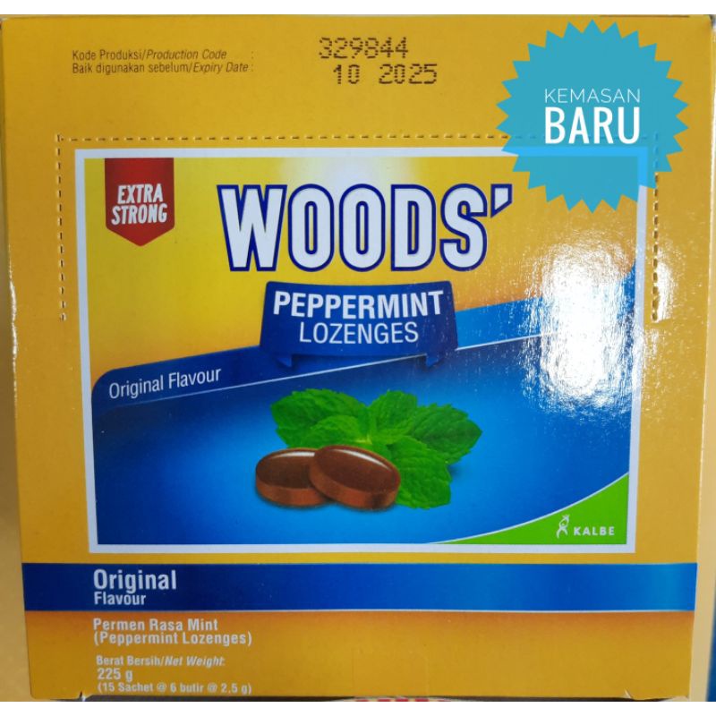Woods Loz Original PERMEN PELEGA TENGGOROKAN (1 BOX ISI 15 STRIP)
