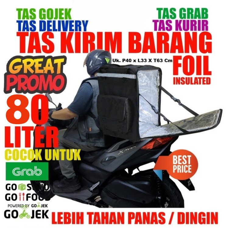 80L Tas Ransel Backpack Cool Cooler bag Jumbo aluminium foil pengantar makanan tahan panas dingin dr